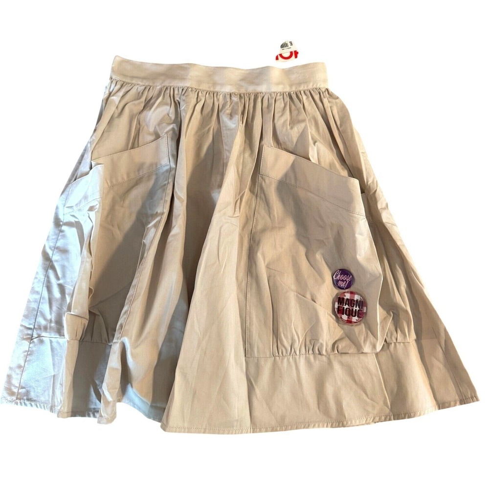 Fiorucci Tan Cotton Mini Skirt IT 38 US XS Made in Italy NWT Designer Skater